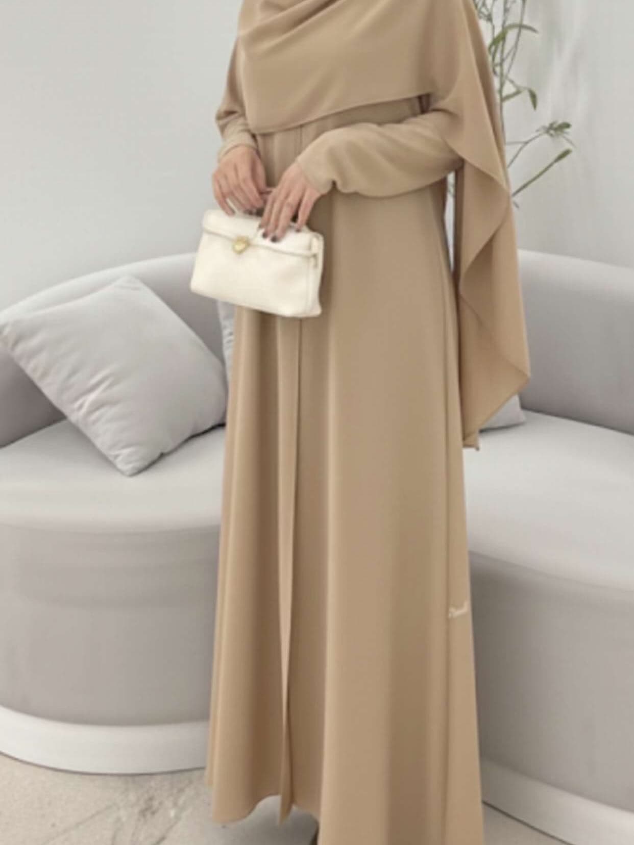 beige simple abaya