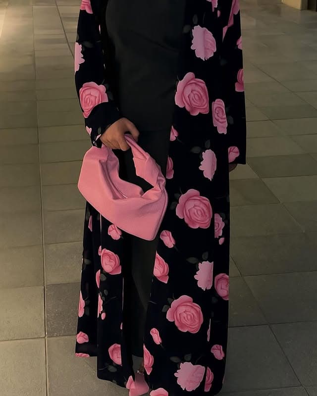 black floral abaya