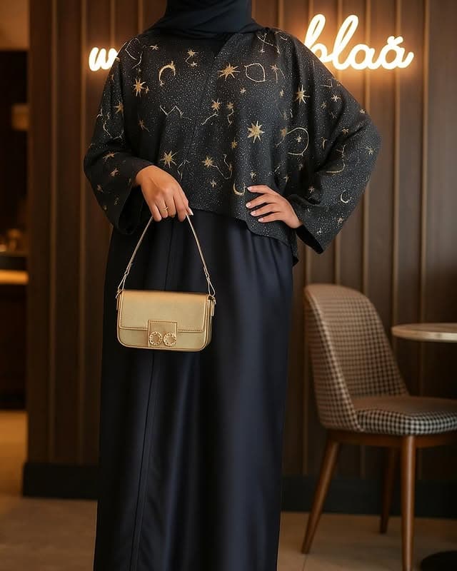 black leather look abaya