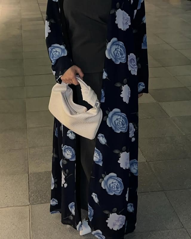 navy floral abaya