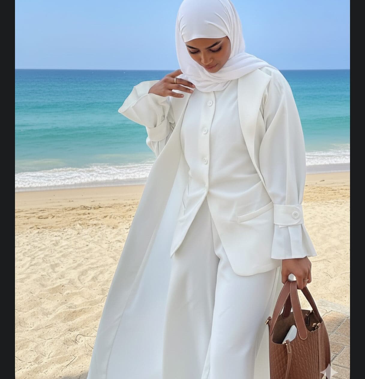 white beach abaya