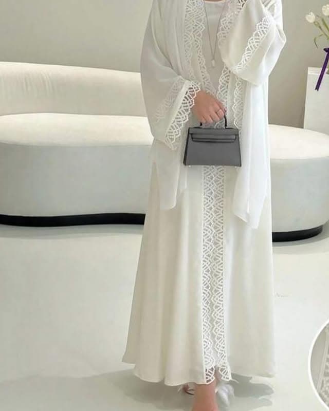 white textured abaya
